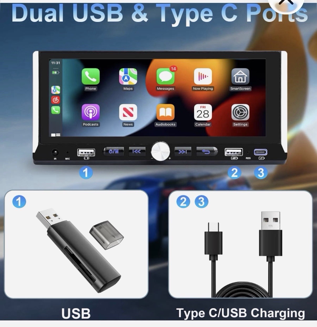 universal single-DIN touchscreen car stereo