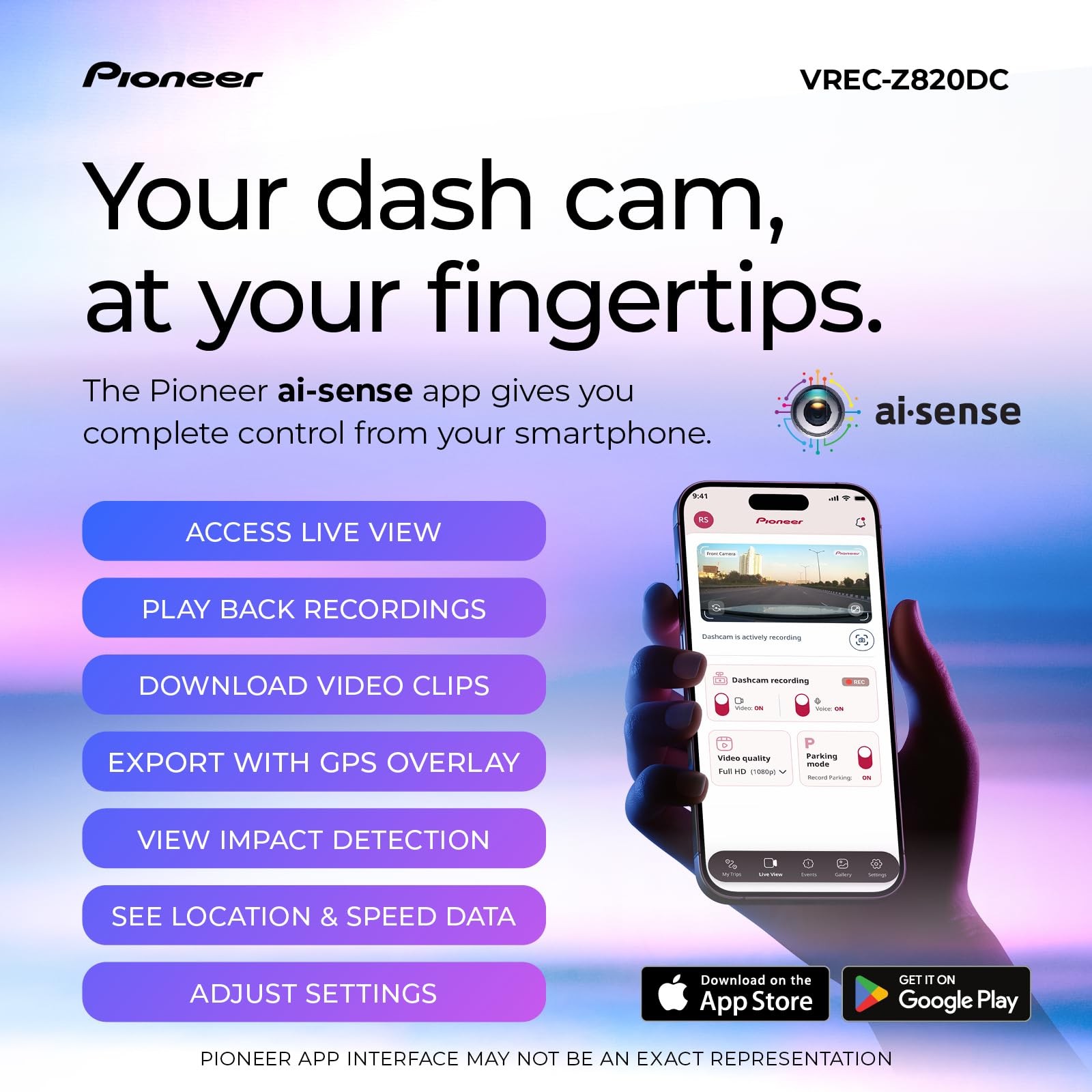 Pioneer VREC-Z820DC Dual Dash Cam Front and Rear Car Camera – Premium 4K Came…