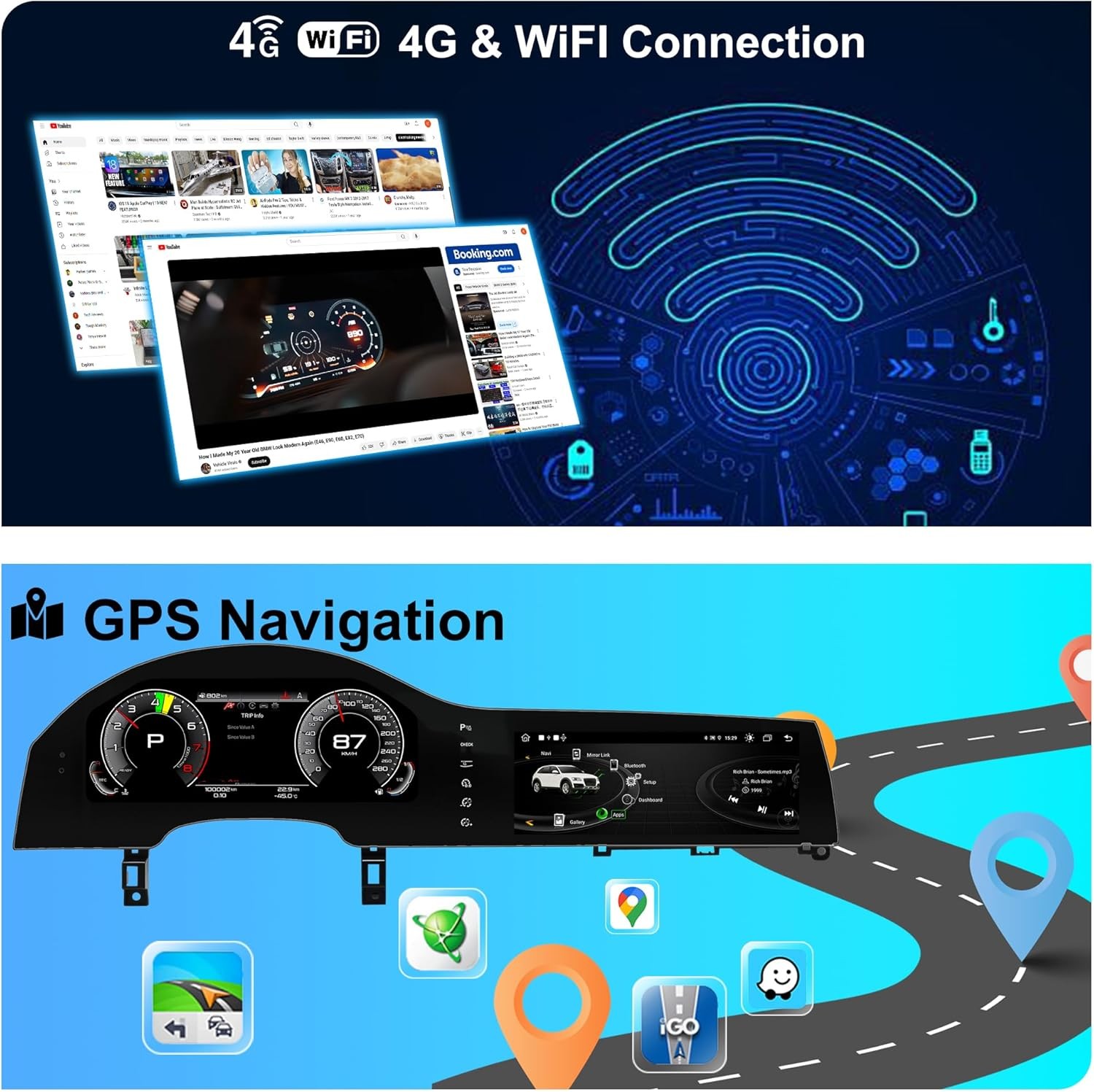 12.3″ Dual Screen For Audi Q7 4L 2005-2015 Digital Cluster CarPlay 4+64GB Radio