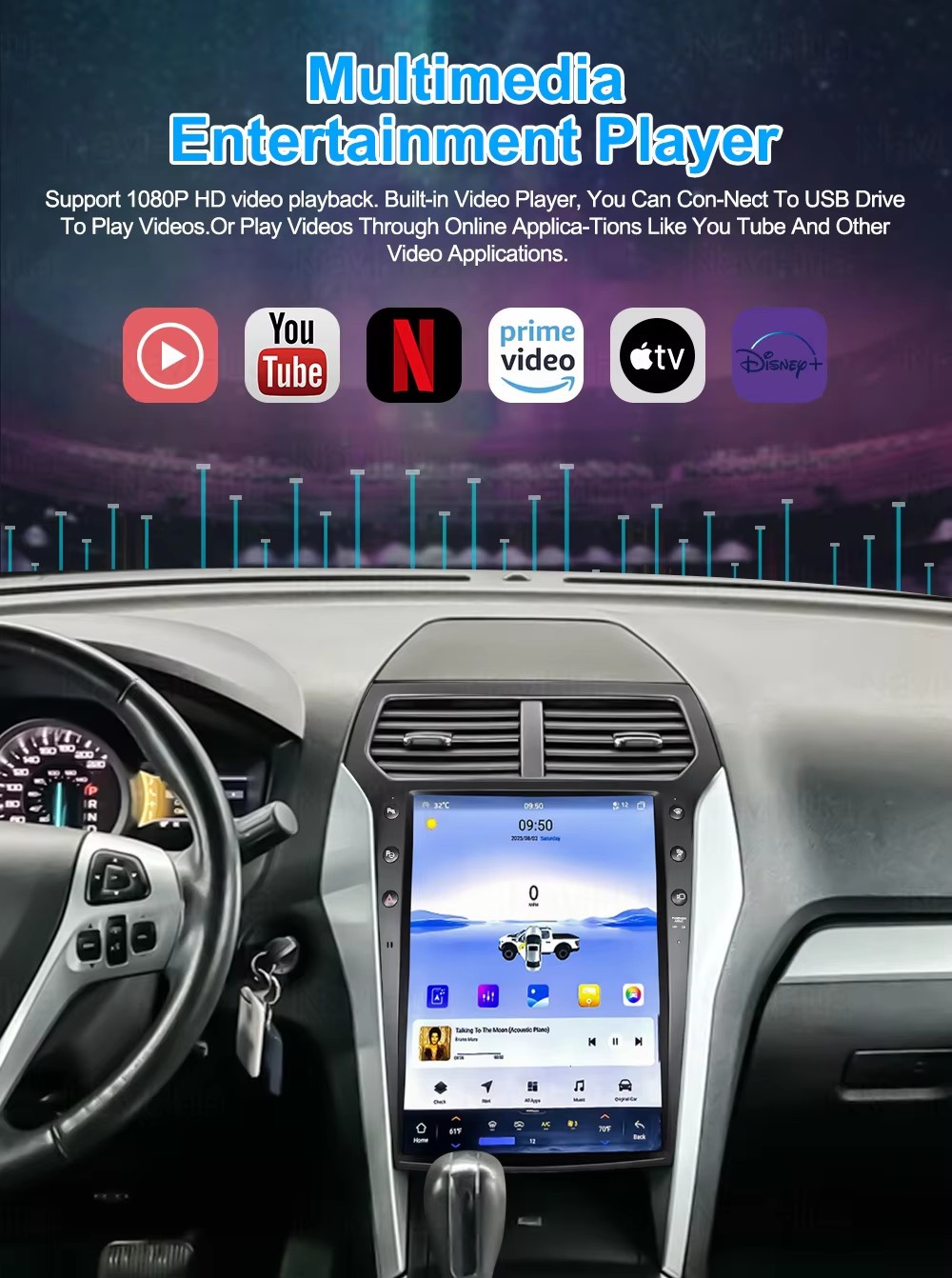 13.8″ Car Radio Stereo GPS Navigation Android 4+64G For Ford Explorer 2011-2019