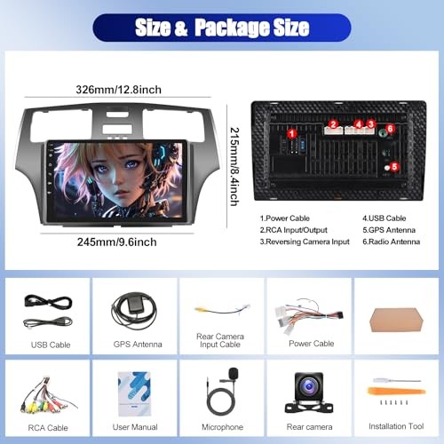 2+64G Android 13 Car Stereo for ES250 ES300 ES330 2001-2006, 2G+64G+26UI