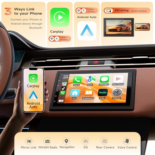 7″ Wireless Double Din Car Stereo with Bluetooth, 7″-Double Din-2G+64G