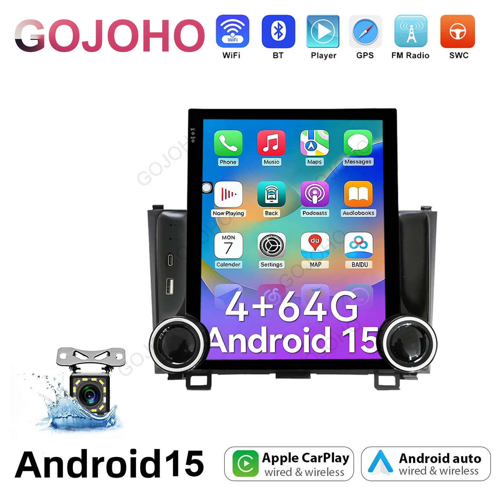 4+64gb For 2007-2011 Honda CRV Wireless Carplay Car Radio Stereo Navi WiFi BT