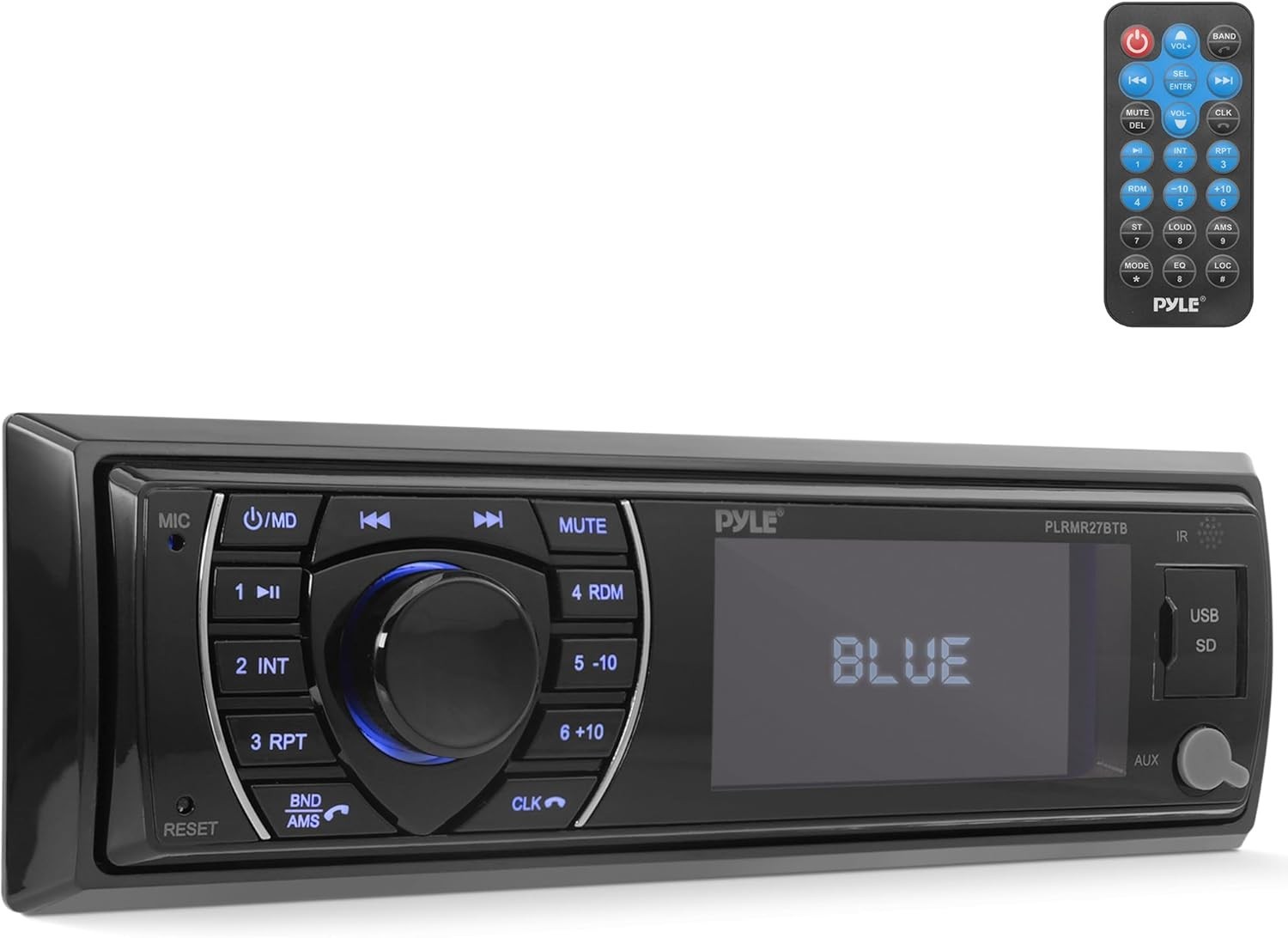300W Bluetooth Marine Stereo Receiver – Single DIN In-Dash AM/FM Radio with USB