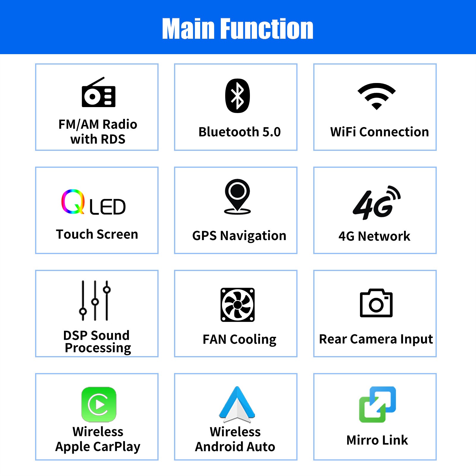 6GB+128GB QLED 10.1″ 2DIN Car Stereo Radio Carplay Android 15 8-core GPS WIFI