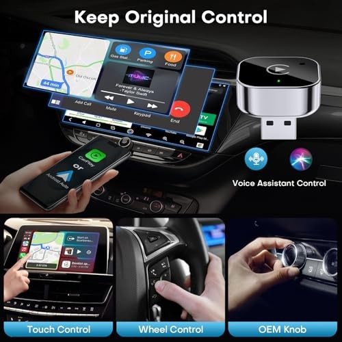 2-in-1 Wireless CarPlay & Android Auto Adapter, Plug & Play CarPlay Dongle