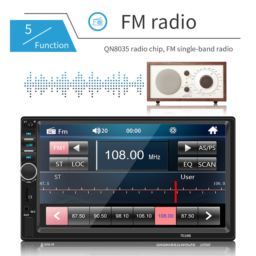 7″ 2DIN Car Stereo Radio Bluetooth Touchscreen TF USB AUX-IN FM Video MP5 Player