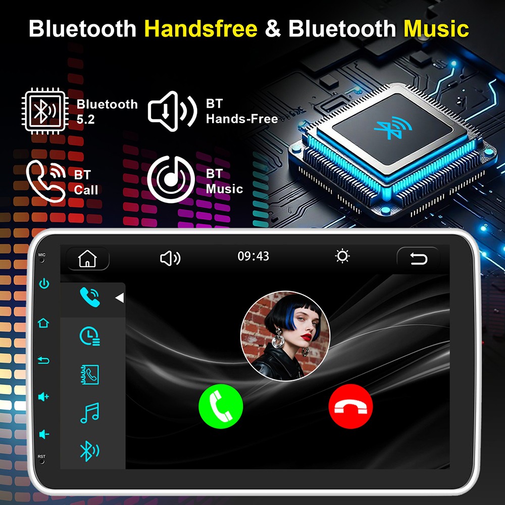 Wireless Apple CarPlay Android Auto 10.1″ Single 1 DIN Car Stereo Head Unit AUX