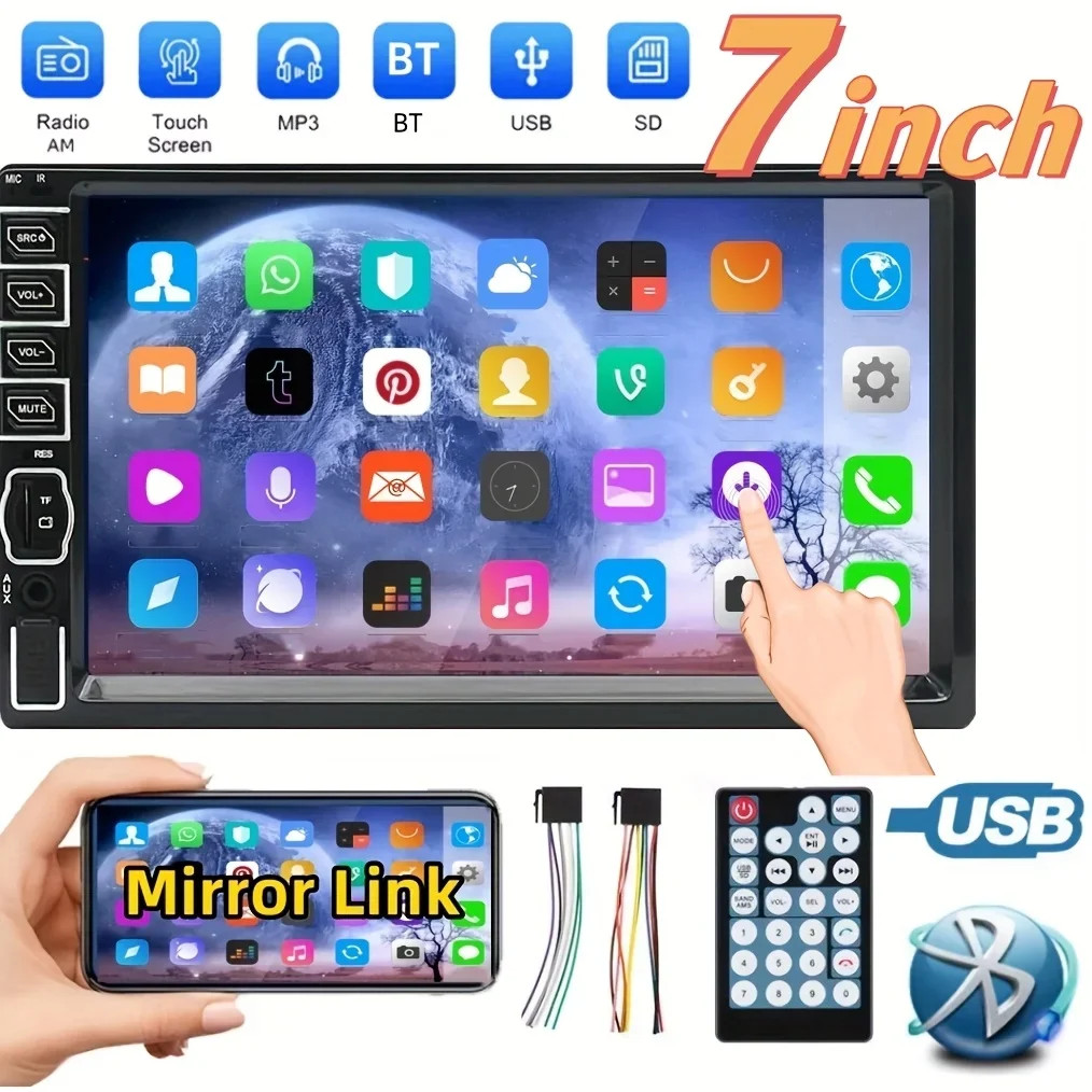 7” Car Stereo Radio B-T Hands Free Calling 2DIN MP5 Player Screen mirror link:
