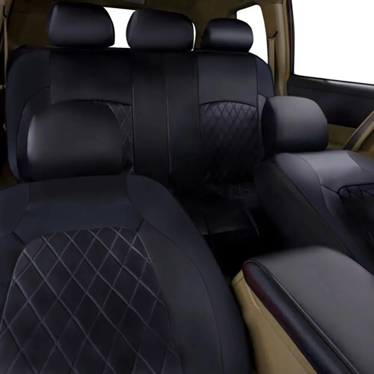 Universal Internal Seat Covers 4PCS All-Season Quilted Faux Leather Car Seat Cov