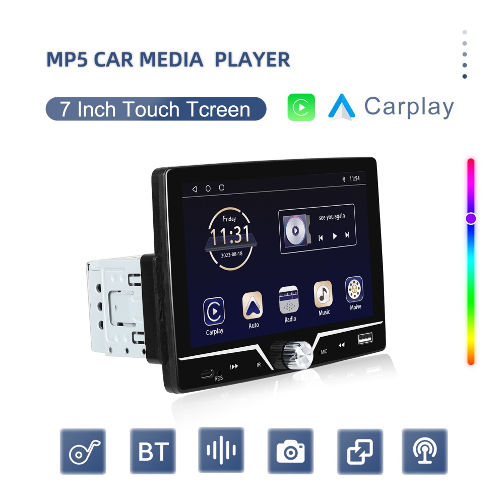 7″ Single 1Din Apple CarPlay Car Stereo Radio Touchscreen Bluetooth FM TYPE-C