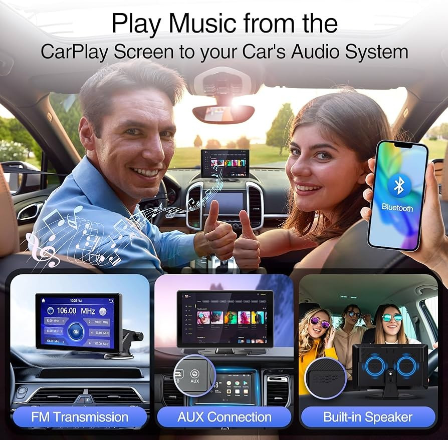 Portable 9″ Wireless Stereo Apple Carplay / Android Touchscreen, Voice Control