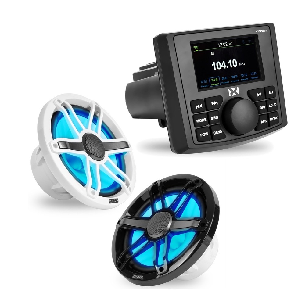 NVX VMPS35 & MVSP8 Marine Receiver with Bluetooth and Marine Speakers