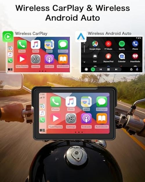 2026 7 Inch Carplay for Motorcycle with TPMS, Apple CarPlay & Android Auto,