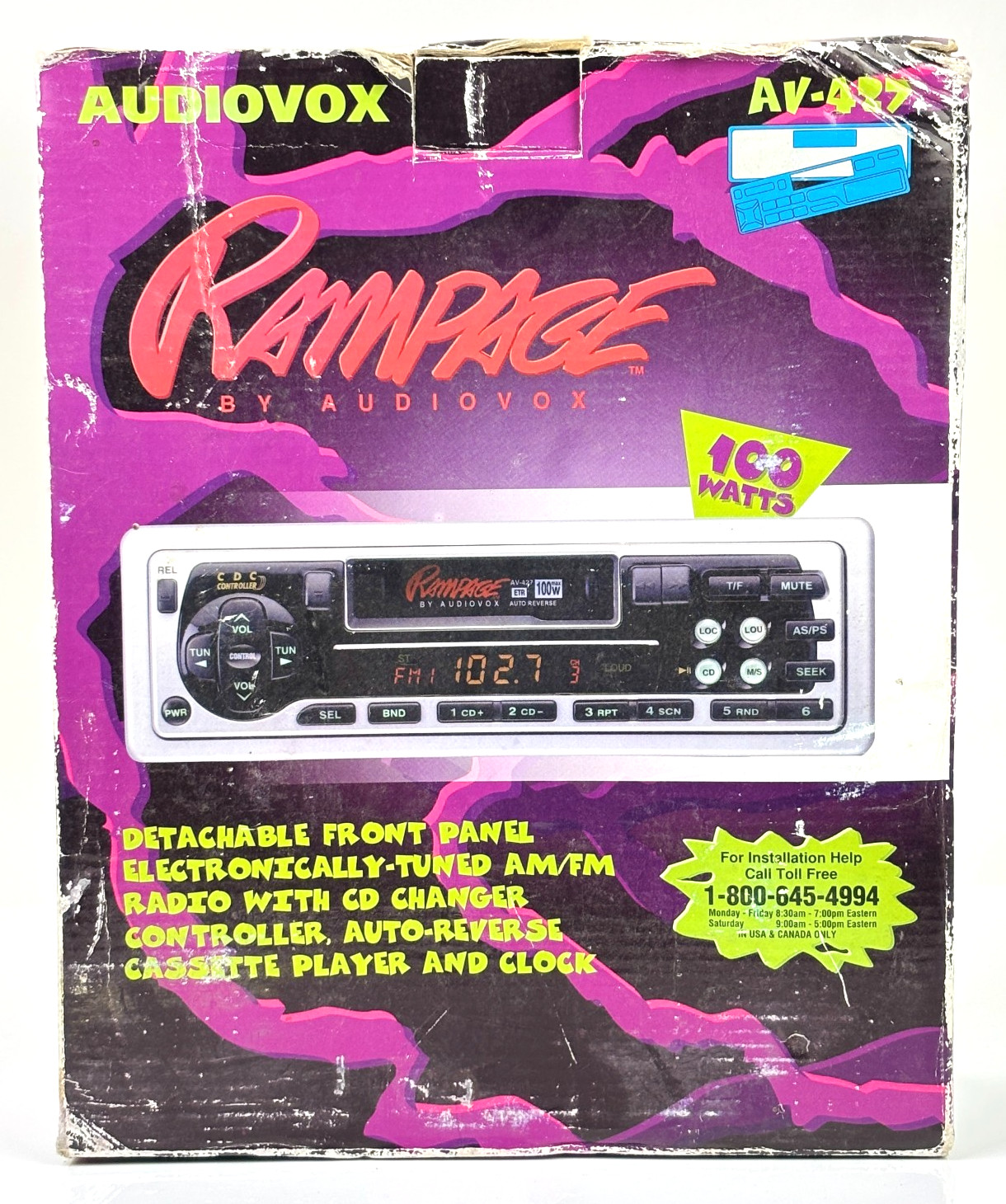 Vintage Audiovox Rampage AV-427 Car Stereo Cassette Radio Receiver NOS Retro