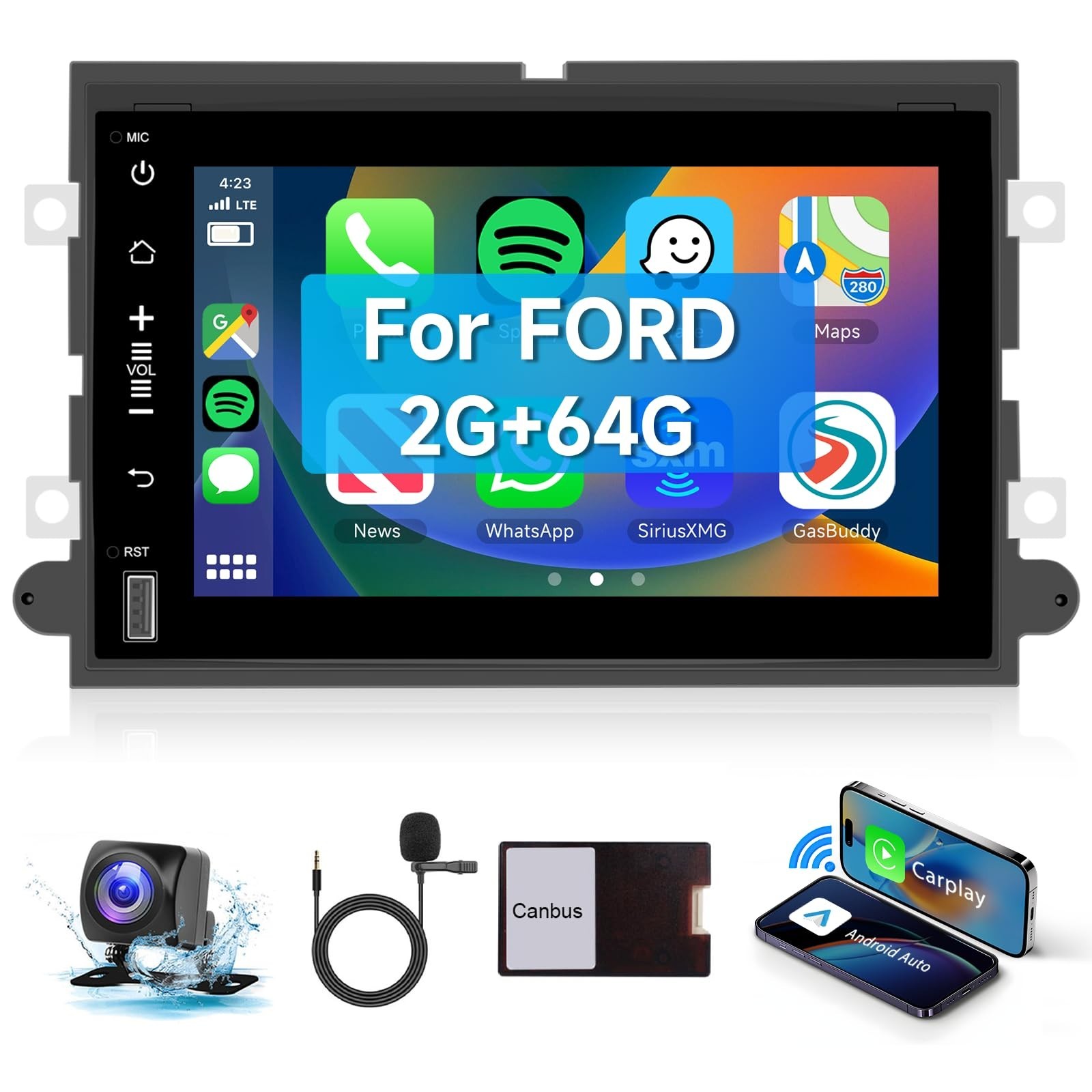 2+64G Android 13 Car Radio Stereo for Ford F150/F250/F350 2004-2014, 7 inch 1…