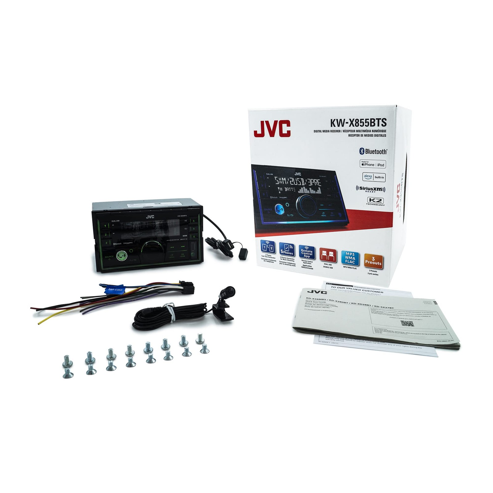JVC KW-X855BTS Double DIN AM/FM Radio USB Bluetooth Digital Media Receiver USB