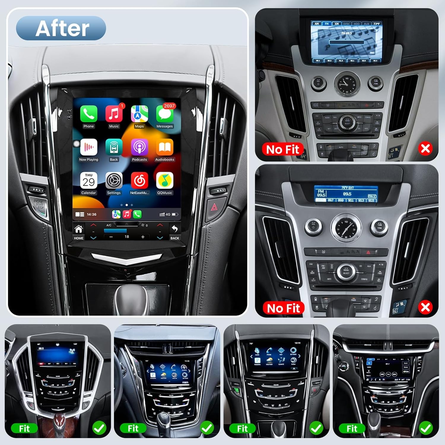 9.7″ Car Radio GPS Carplay Stereo For Cadillac ATS ATSL XTS SRX CTS 2009-2016