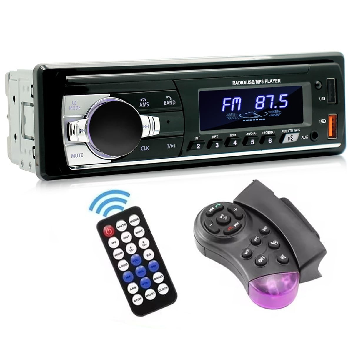Aototeck Single DIN Car Stereo Bluetooth Hands-Free, 12V-24V Radio with…