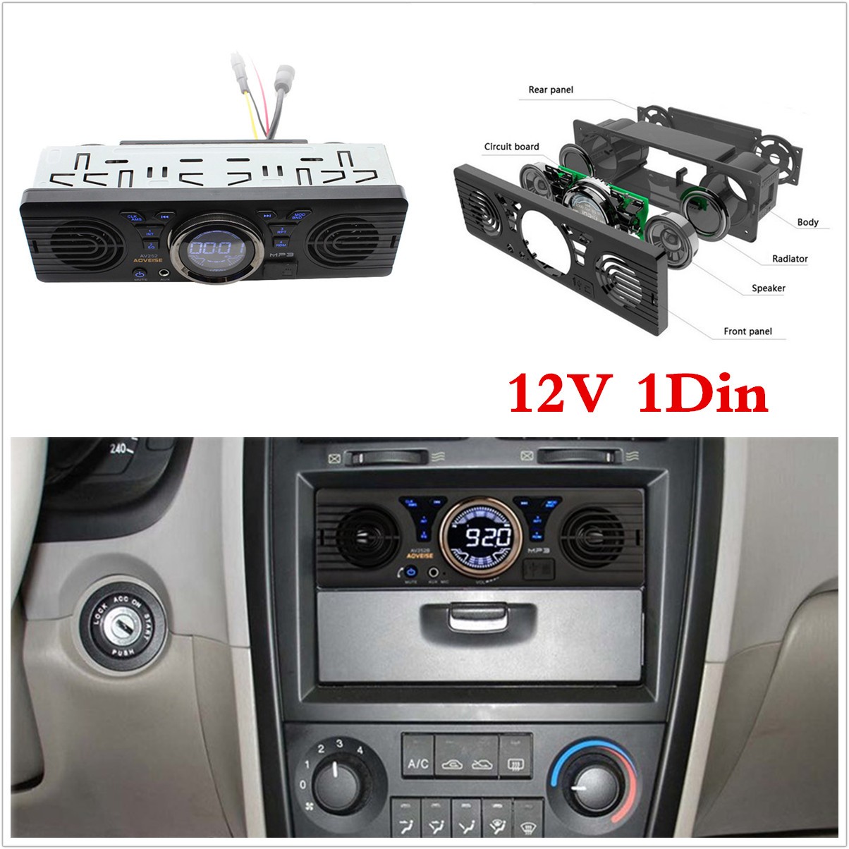 Single Din Stereo Car Multimedia Player USB SD AUX Bluetooth FM Radio Receiver
