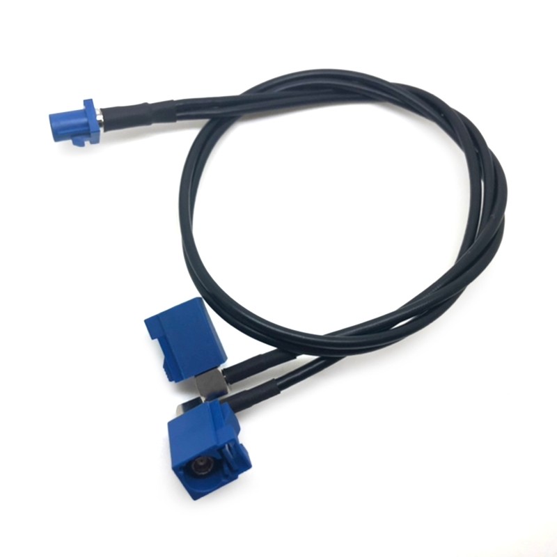 19.69inch (50cm) Fakra C Male to Dual Female Jack Y Shape Splitter Cable RG174