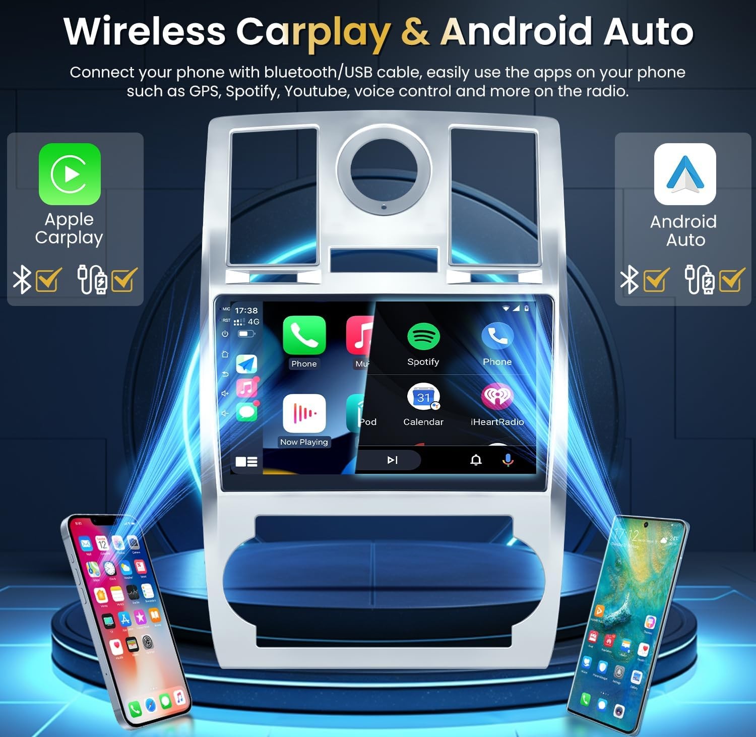 Car Radio Stereo 9″ 1280*800 HD 5G WIFI Carplay GPS for Chrysler 300C 2005-2010