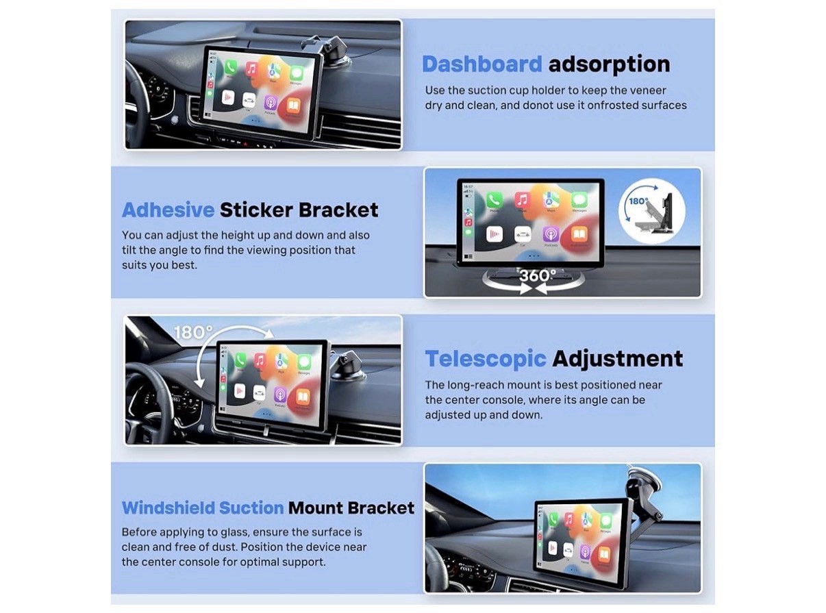 Q9S Wireless 9” Smartscreen Stereo CarPlay Android Auto Bluetooth Car Display