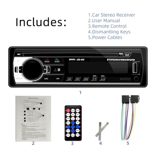 JSD-520 Car Stereo Audio Single Din Bluetooth Handsfree FM Radio Receiver USB