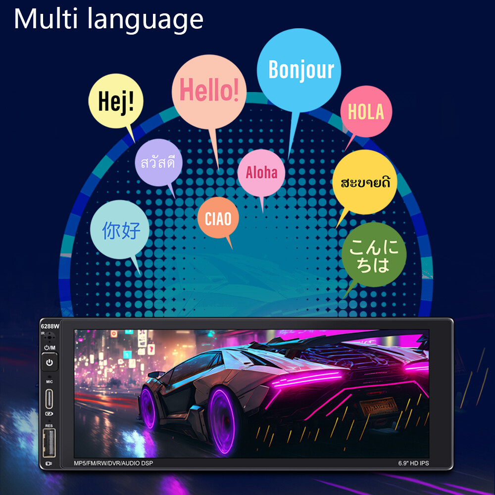6.9″ 1 Din Car Stereo Carplay Android Auto Touch Screen USB/FM/RDS/AUX AI Voice