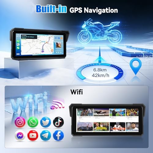 Android CarPlay Screen for Motorcycle, 8.1 inch IPS Portable Wireless P3