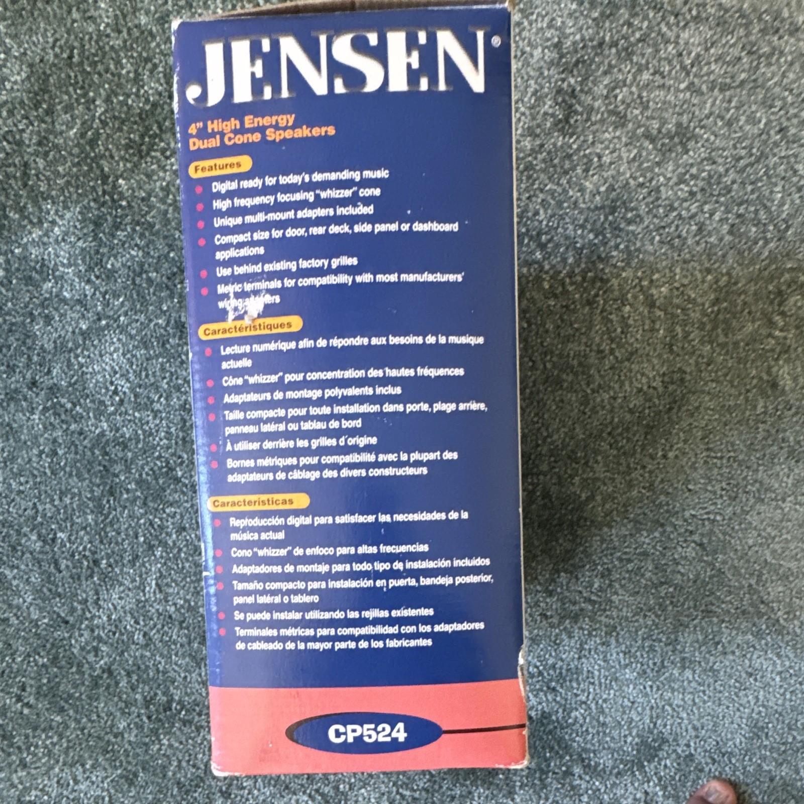 Jensen CP524 1 DIN AM/FM Auto Reverse Cassette Player Receiver, Detachable Face