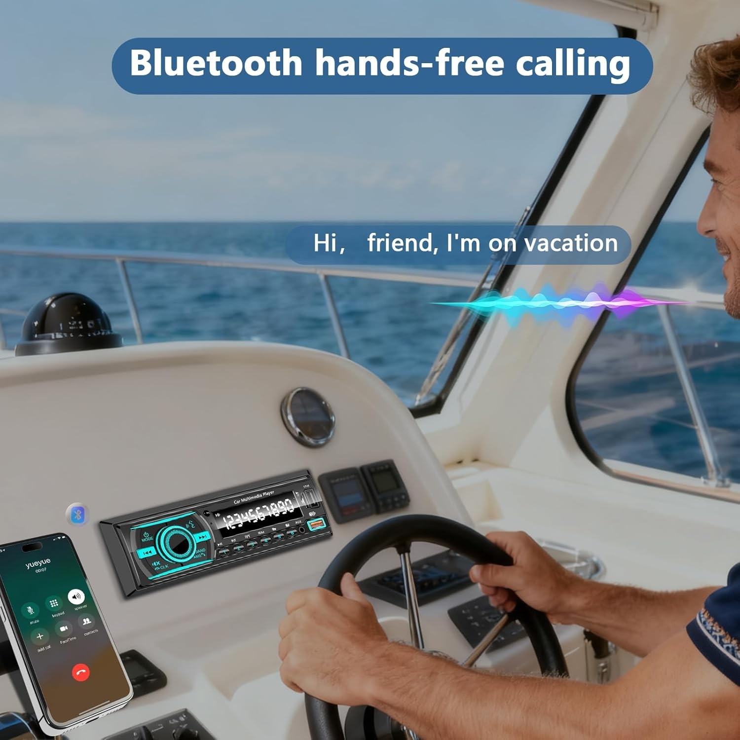 Car Stereo with Bluetooth Single Din Car Radio, Marine Radio Boat Stereo for …