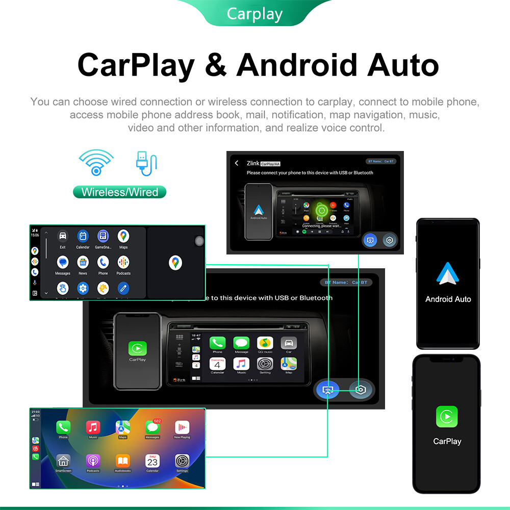 2+64G Android 13 Double 2 Din Car Carplay GPS Nav Radio Stereo Bluetooth WIFI BT