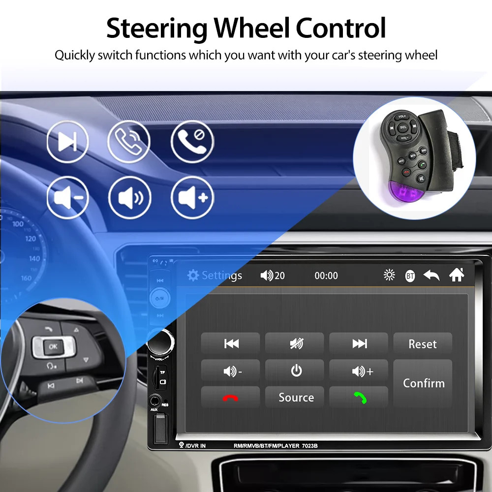 Car Stereo Double Din Car Radio 7 Inch MP5 Player with HD Touch Screen Digital D