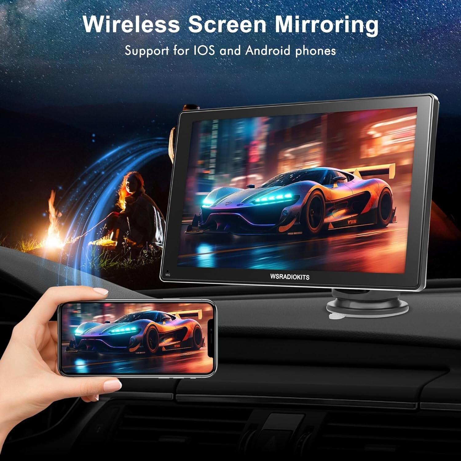 Wireless Carplay Touchscreen with Backup Camera: Portable Carplay & Android A…