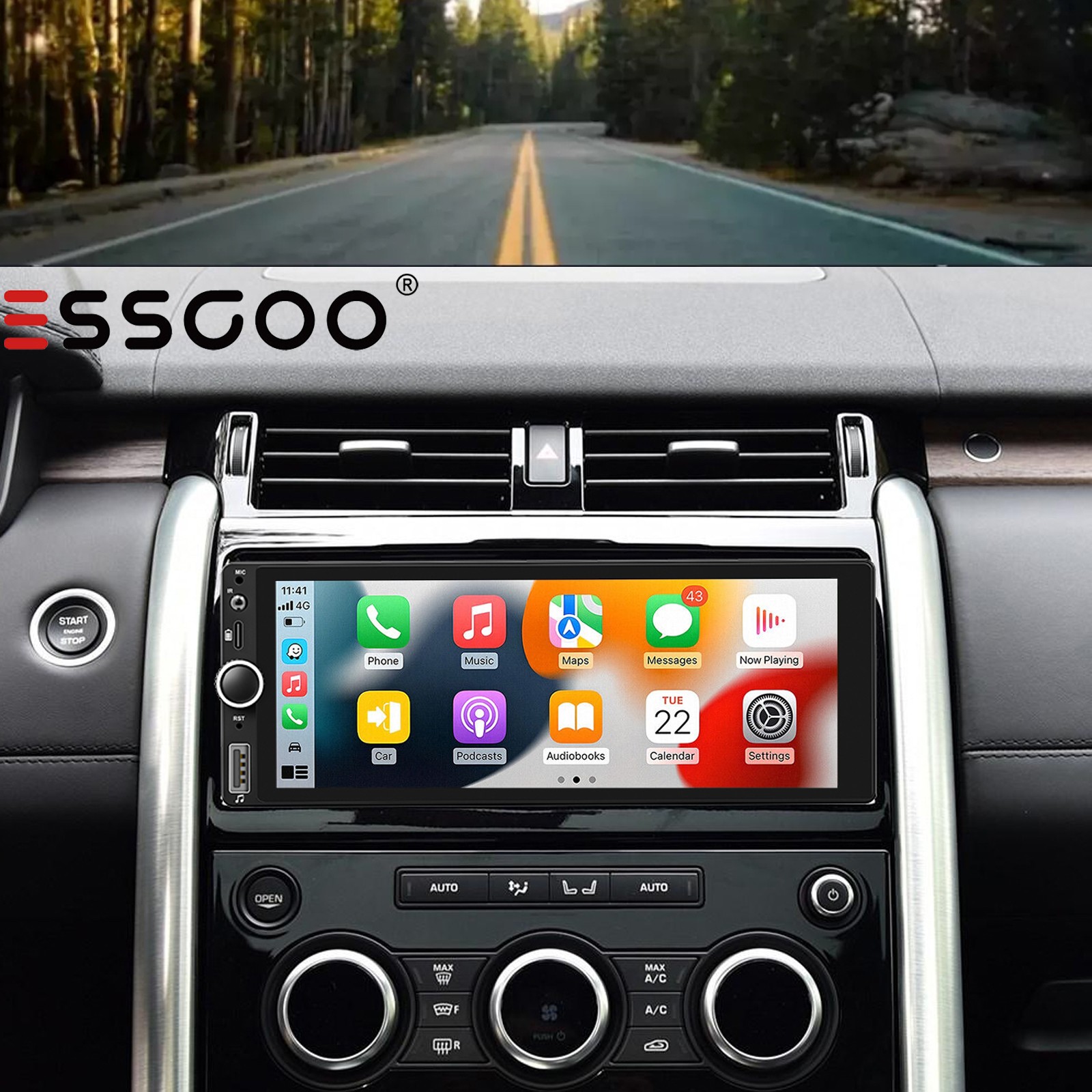 6.8″ Single 1 Din Car Stereo Touch Screen Bluetooth Audio Apple CarPlay FM Radio