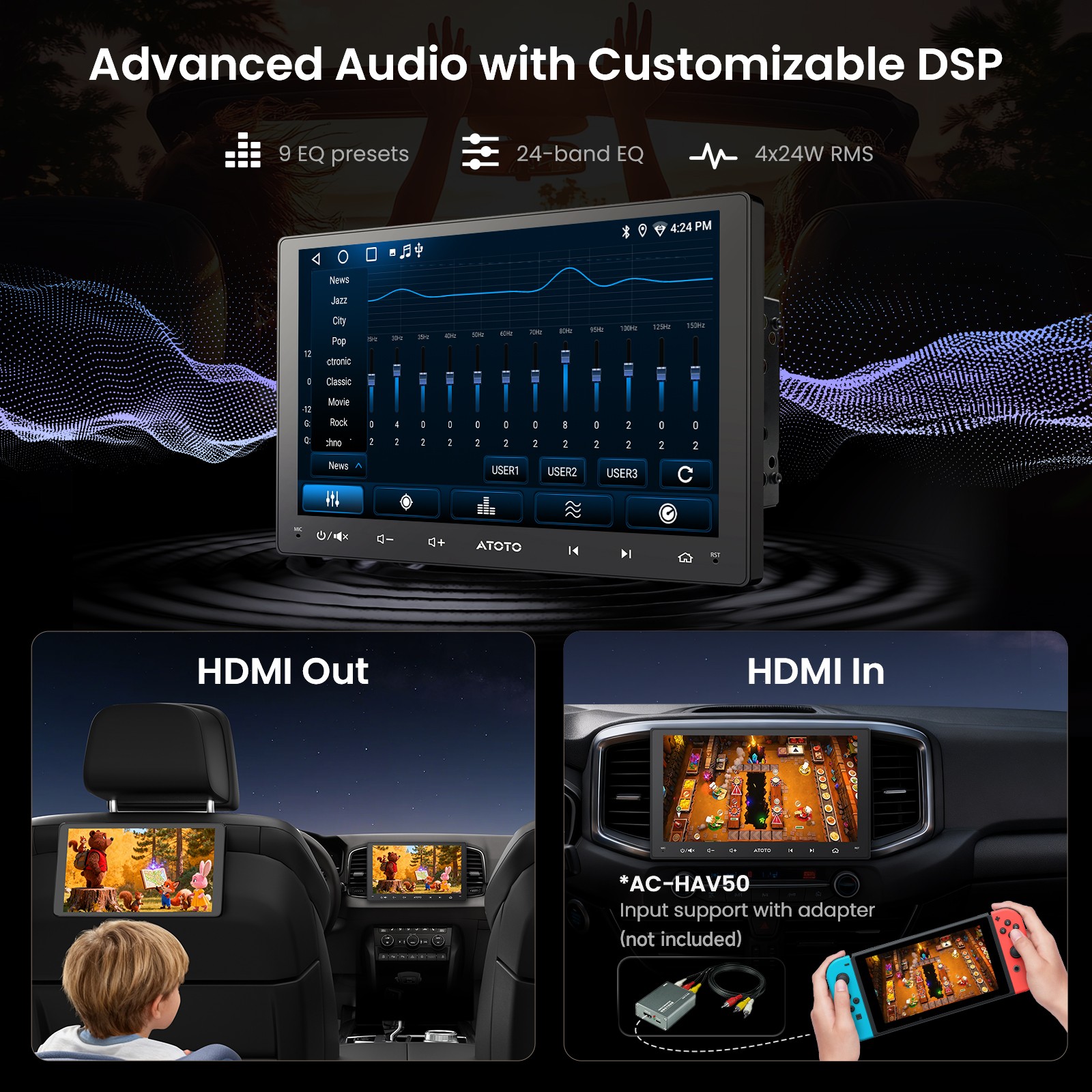ATOTO Double DIN 9 Inch Wireless CarPlay Android Car Stereo Radio GPS Navigation