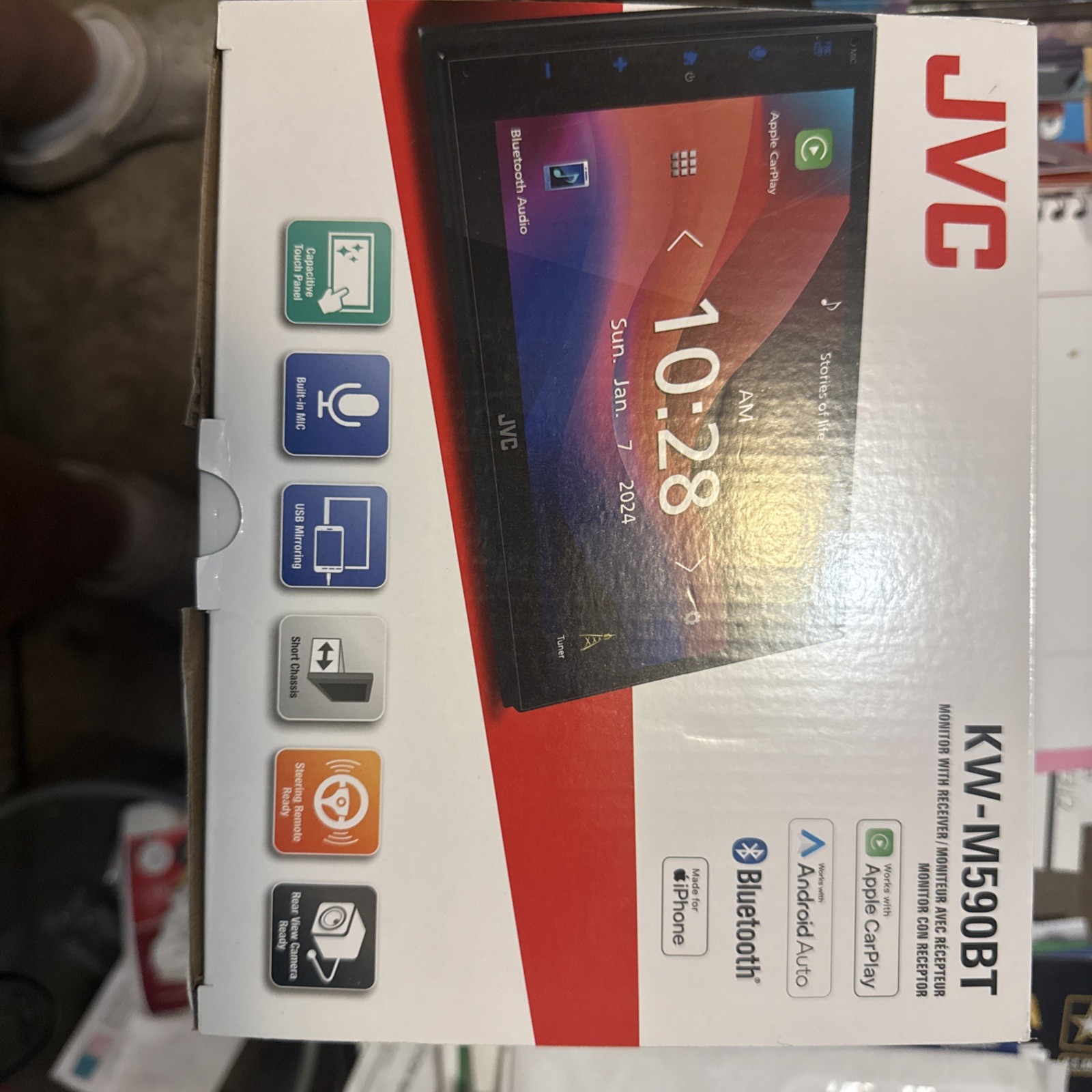 NEW JVC KW-M590BT, 2-DIN Digital Media Receiver, w/ Apple CarPlay & Android Auto