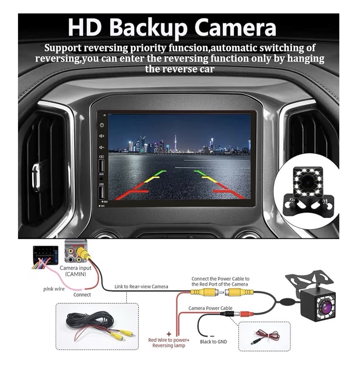 Leadfan Double DIN Car Stereo Apple Carplay Android Radio Support, 7″ HD