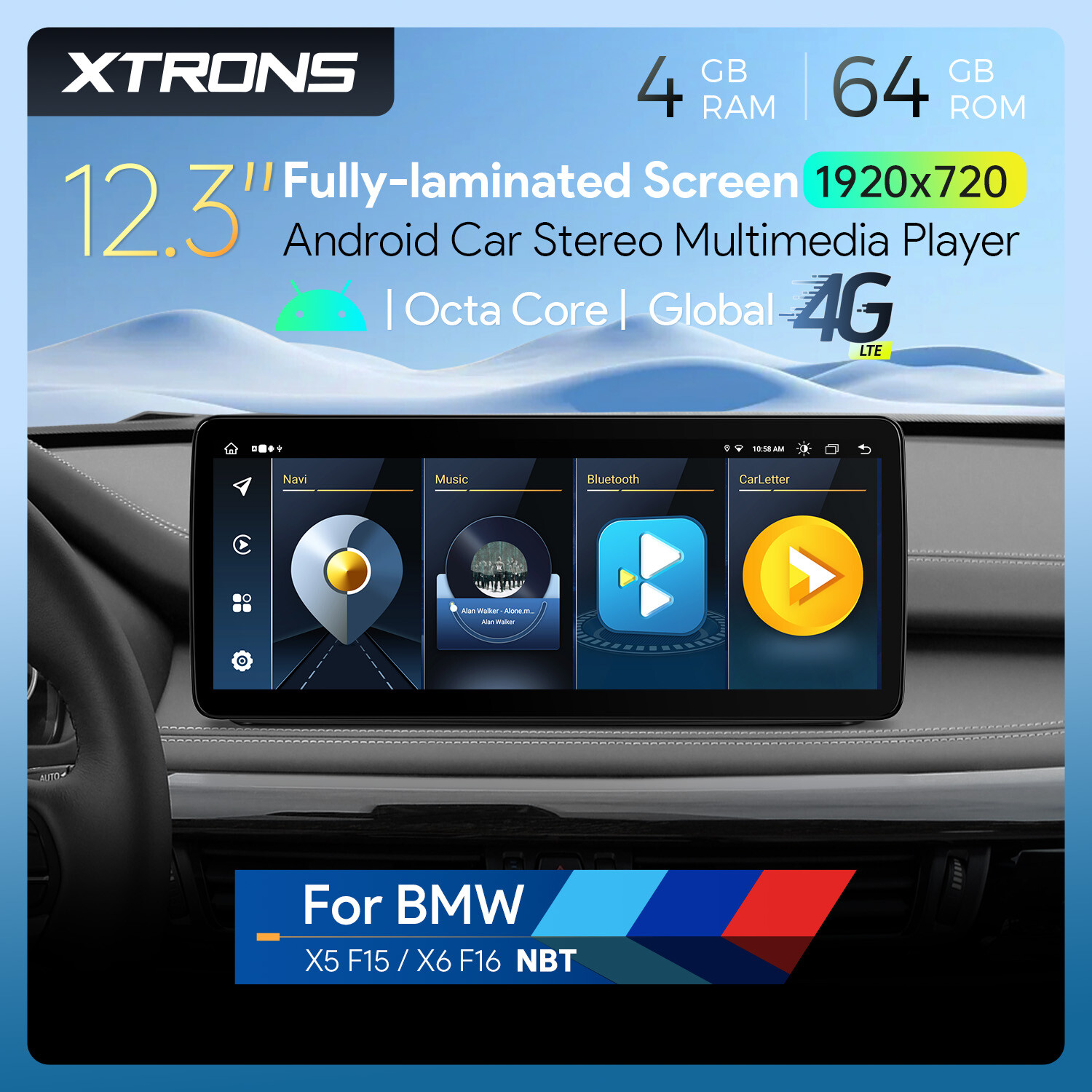 4G LTE Android 13 8-Core Car Play Stereo GPS Navi 64GB For BMW X5 F15 X6 F16 NBT