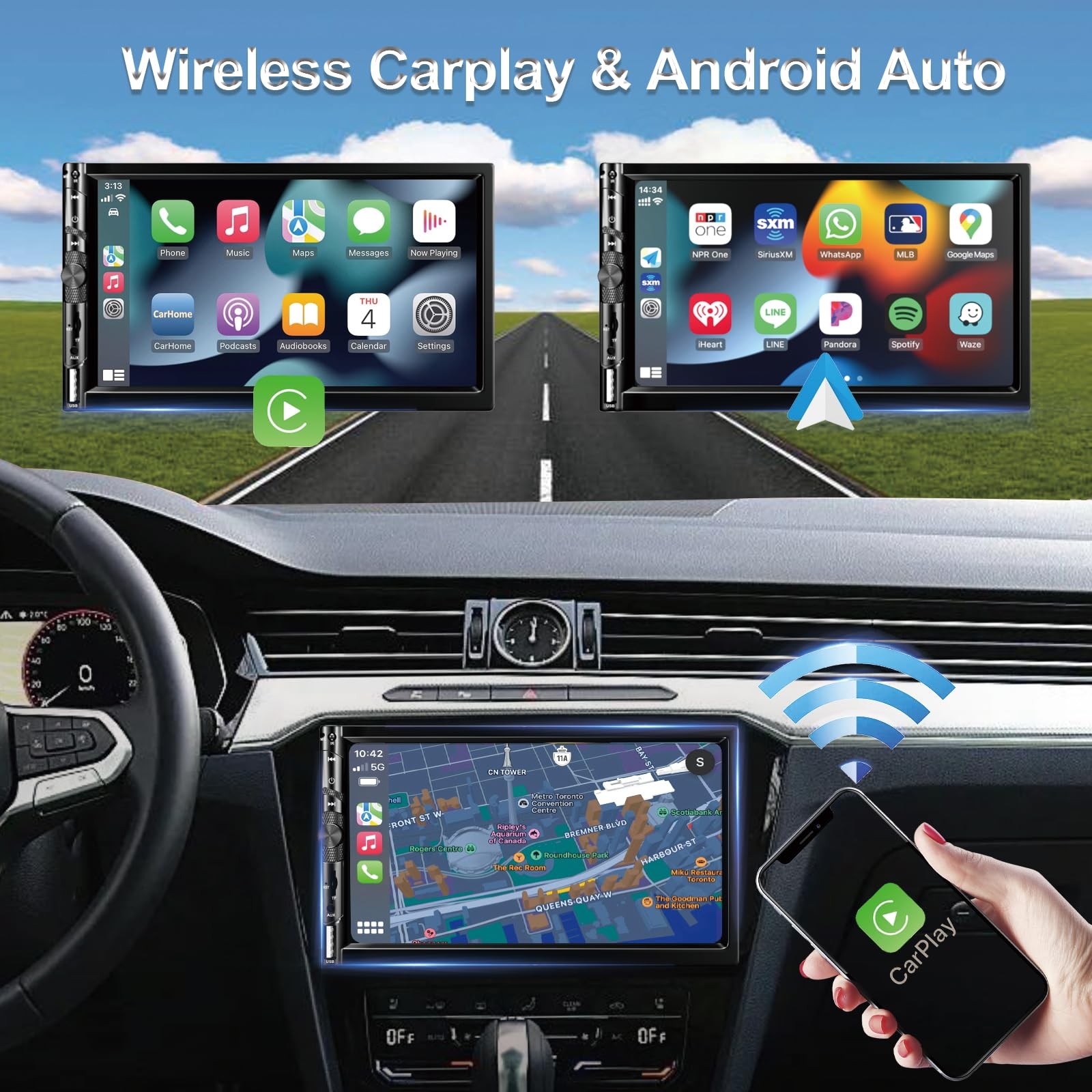 Radio De Coche Với Carplay Inalambrico Y Navegacion GPS Estilo De Lujo