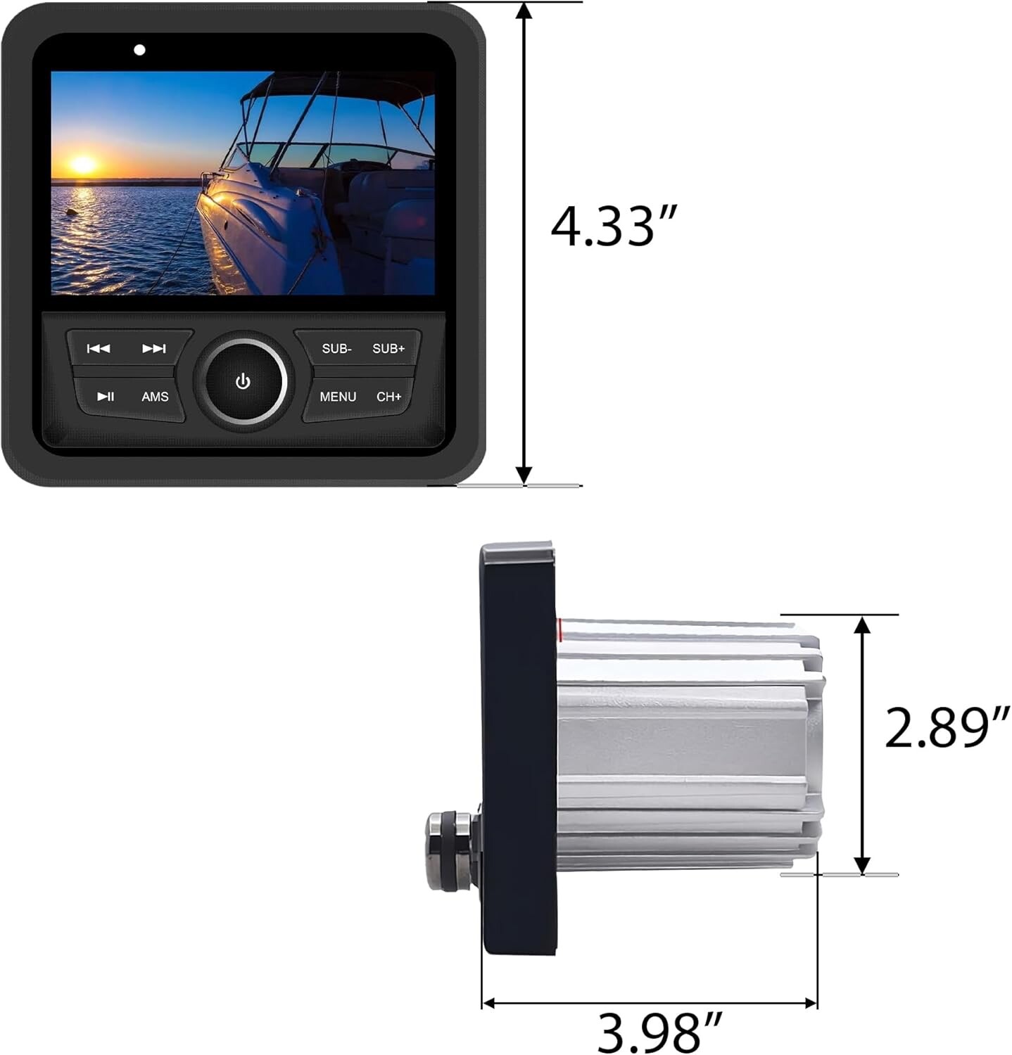 Gravity Marine Stereo Receiver 12V, 200W, 4.1″ LCD USB, SD, AUX, FM , Bluetooth