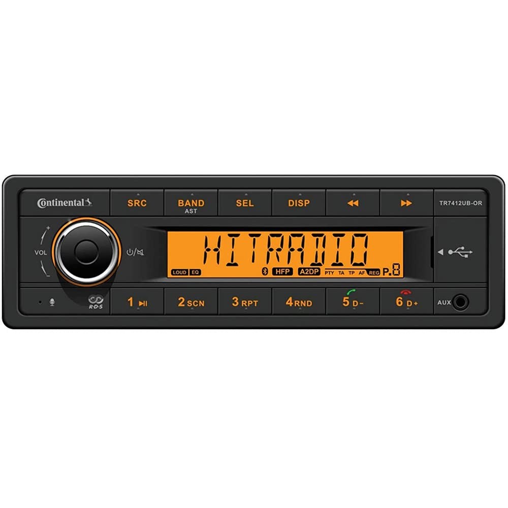 12V Car Truck Machinery Radio Orange Display Bluetooth MP3 USB AUX 4x25W RMS for