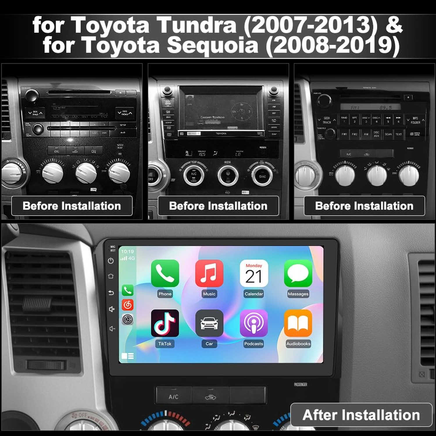 Android 13 Car Stereo for Toyota Tundra 2007-2013 Sequoia 2008-2018, 10.1 inc…