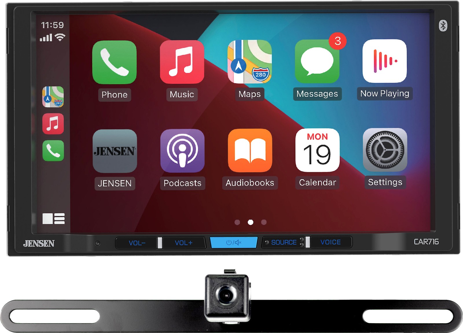 Jensen CAR716-BC Digital Multimedia Receiver + Backup Cam