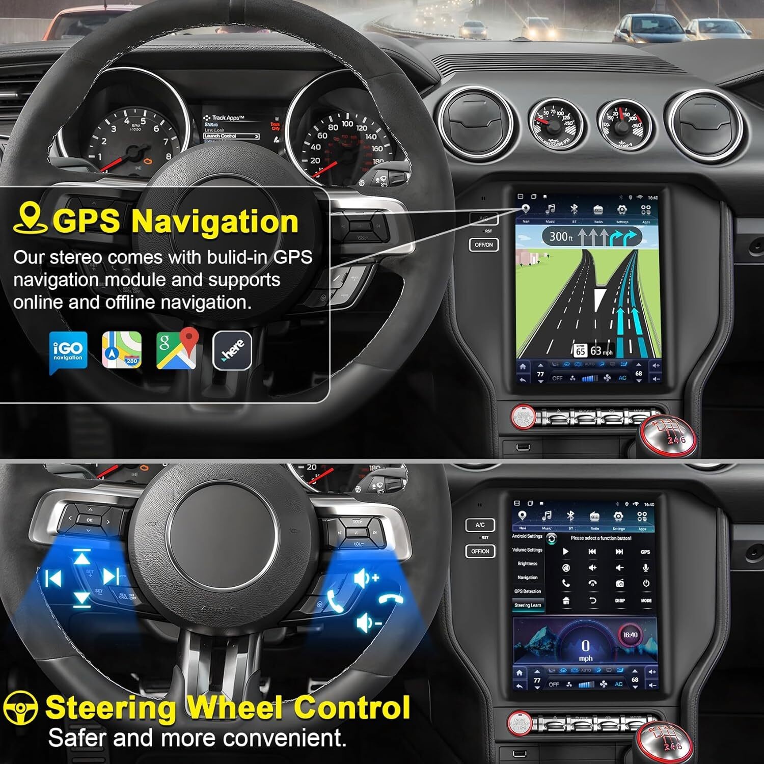 10.4″For Ford Mustang 2015-2022 Android Car Radio Stereo GPS Navi Carplay 6+128G