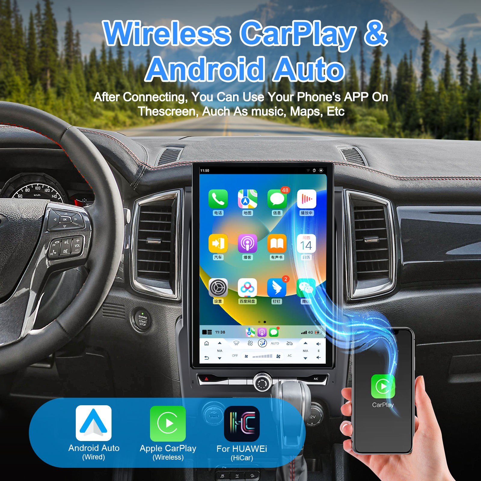 14.5″ For Ford Ranger 2015-2022 Car GPS Radio Navigation Stereo 4G+64GB Carplay