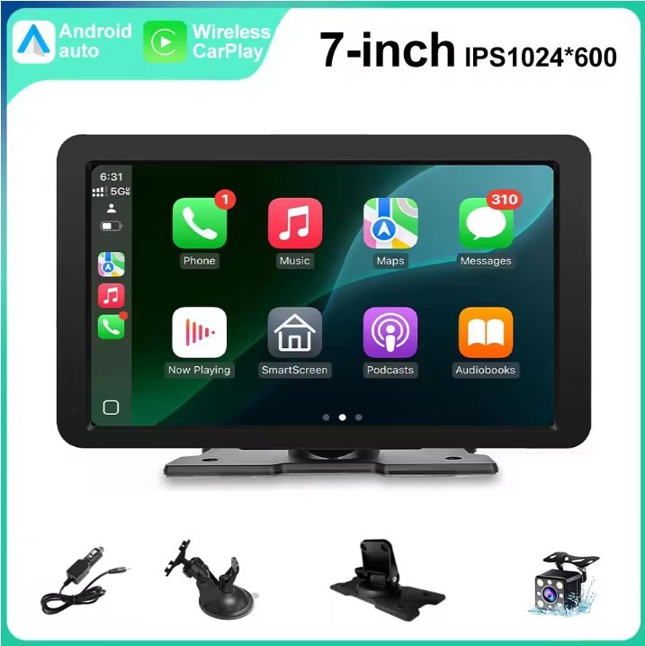 7 Inch Wireless Apple CarPlay Android Auto Portable Car Touch Screen