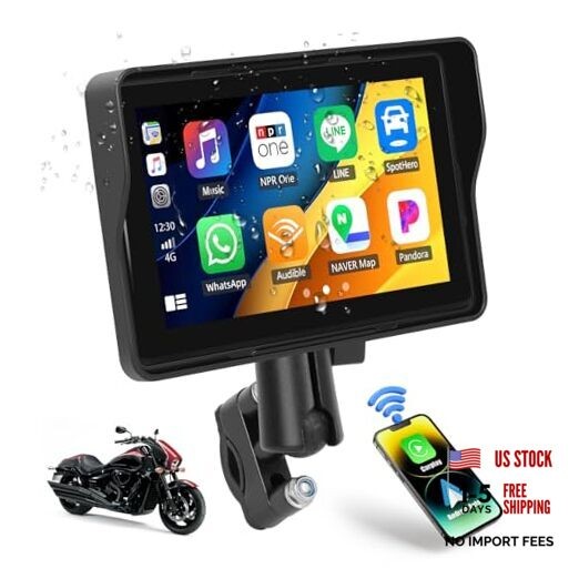 Motorcycle CarPlay Screen, 5″ Waterproof Portable Wireless CarPlay Android