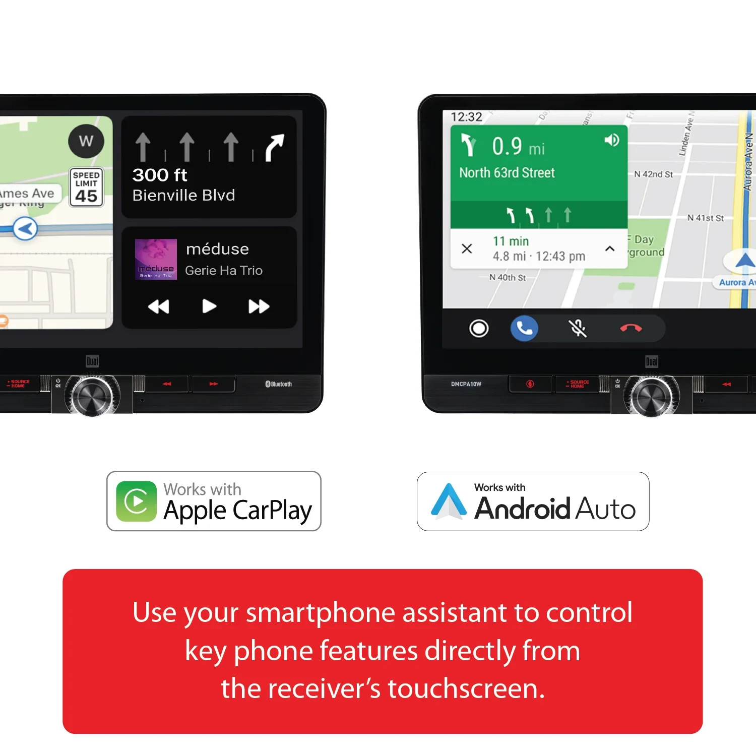 Dual Electronics 10.1″ Touchscreen Car Stereo Receiver with Wireless Apple CarPl